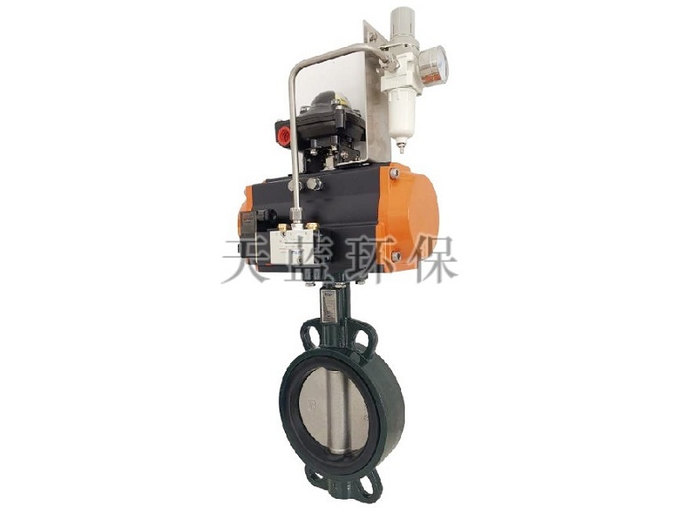Pneumatic soft seal wafer butterfly valve